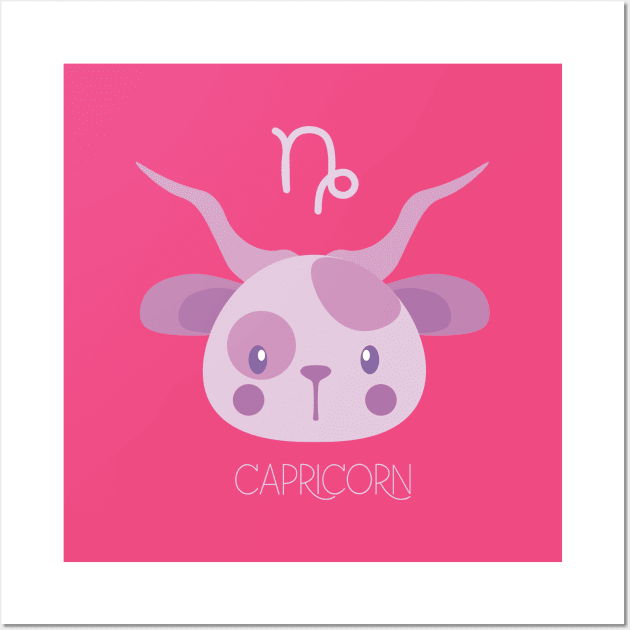 Capricorn Cute Zodiac Horoscope Wall Art by MichelMM